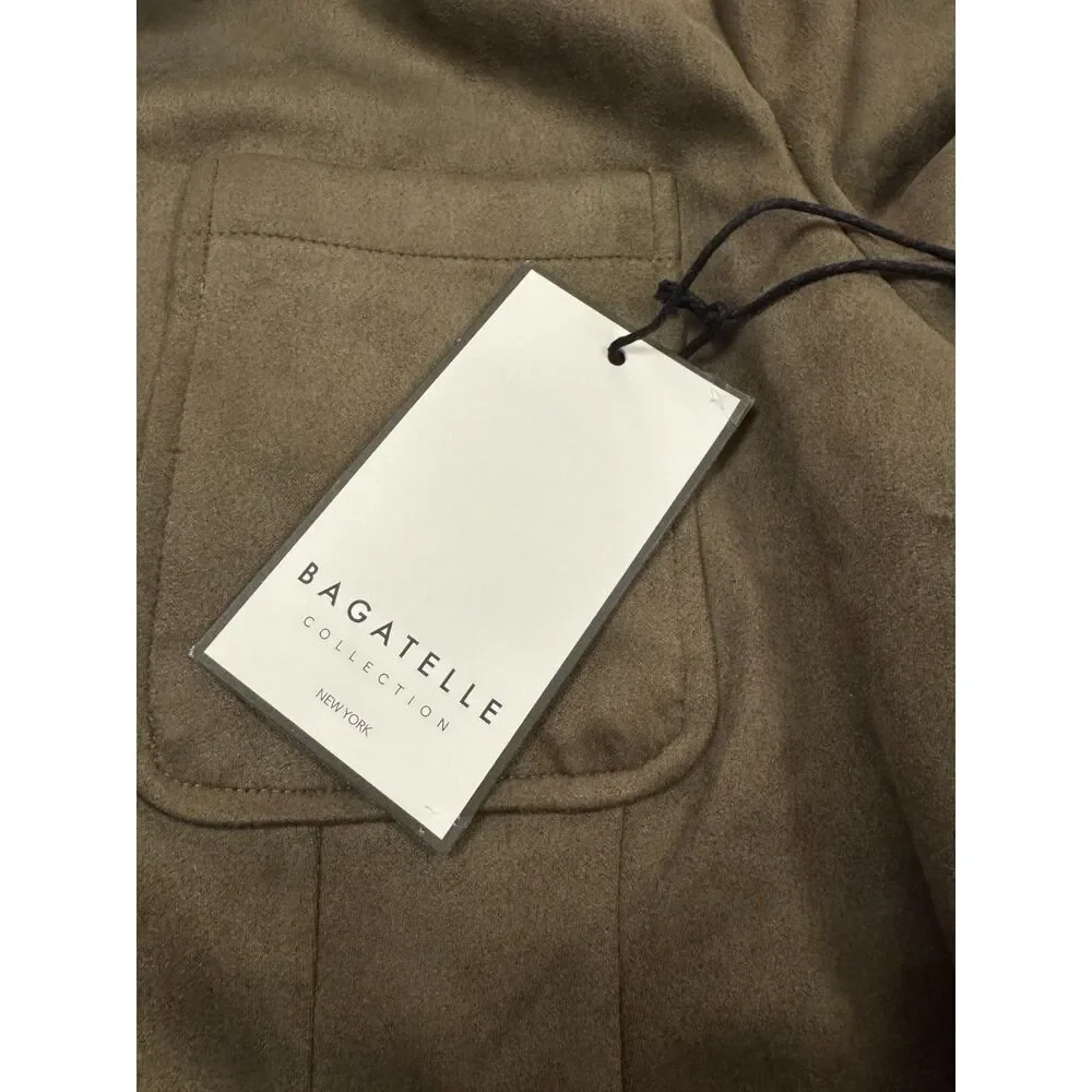 NWT Bagatelle NYC Collection Faux Suede Bomber Jacket Night Out Olive Green - Picture 6 of 8